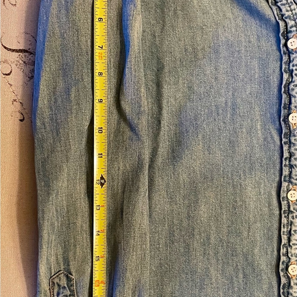 Ralph Lauren Stonewashed Denim Ruffle Shirt - Picture 9 of 9